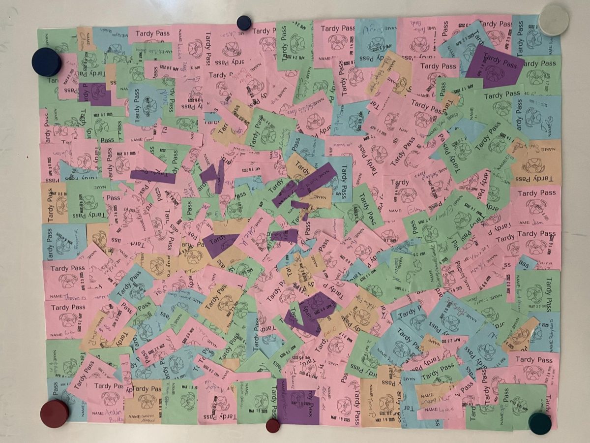 Mr. Simmons's "Tardy pass collage"